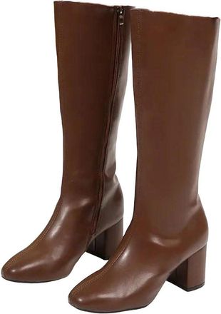 Generic Womens PU Knee High Boots Thick Heel Non Slip Elegant Party Boots