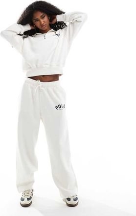 Polo Ralph Lauren Joggers bianco sporco a fondo ampio in coordinato