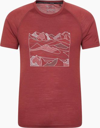 Mountain Warehouse Mens Mountain Warehouse Mens Quest Printed Merino Blend Thermal Top - Red - Size: 44