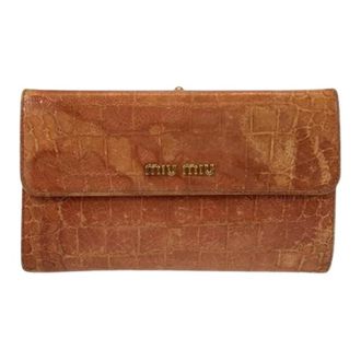 Miu Miu Pre-owned Embossed Leather Compact Wallet - Dames - Vintage Accessoires - Bruin - ONE Size - Leer - Vintage