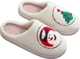 Generic Fluffy Slippers for Women Men Christmas Slippers Fall Winter House Shoes Winter Warm Soft Comfy Shoes