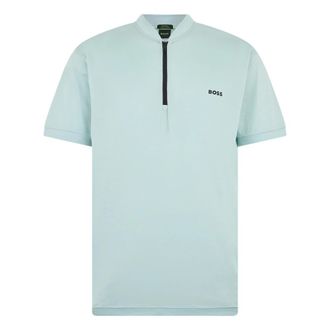 HUGO BOSS Hugo, T-Shirts, male, Blue, Size: 2XL T-shirt with zip collar