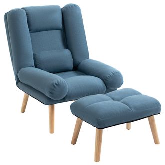 HOMCOM Recliner with Ottoman 3-Position Adjustable Reclining Lounger Sofa Chair | TJ Hughes