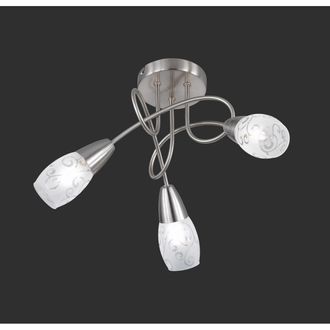 Trio Plafoniera 3 Spots E14 Soffitto Diffusori Vetro Satinato Colmar Gd