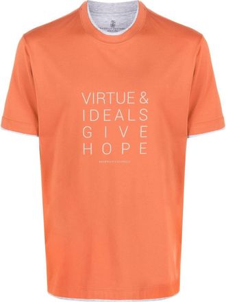 Brunello Cucinelli T-shirt con stampa - Arancione