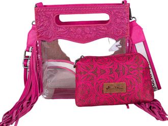 Montana West Womens Western Stadium Clear Crossbody Bag With Detachable Pouch In Hot Pink