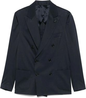 Lardini Jassen, Heren, Blauw, M, Katoen, Katoenen Blazer Double-Breasted Jas
