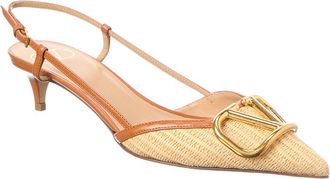 Valentino Vlogo Signature Leather Slingback Pump