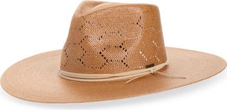 Brixton Porto Straw Fedora in Italian Clay at Nordstrom, Size X-Small/small