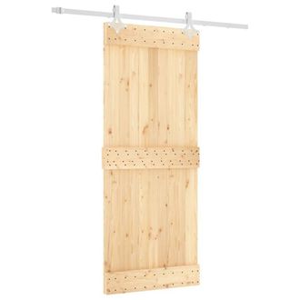 Berkfield Home Sliding Door with Hardware Set 85x210 cm Solid Wood Pine in Brown
