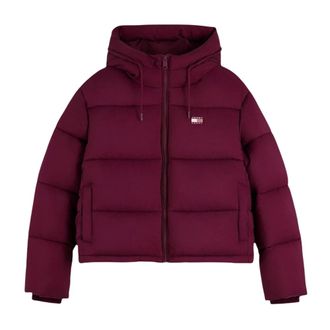 Tommy Jeans Jassen, Dames, Rood, XS, Nylon, TJW Hooded Puffer Jacket