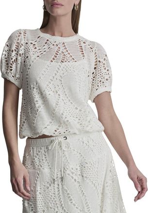 DKNY Crochet Leaf Top