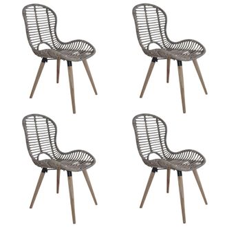 vidaXL Vidaxl - Sillas De Comedor 4 Unidades Rat&aacute;n Marr&oacute;n Natural