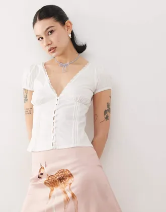 Motel ilias corset top in white