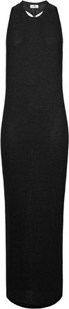 Elisabetta Franchi Kleedjes, Dames, Zwart, L, Linnen, Knit Jewel Twisted Necklace Dress