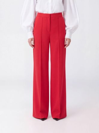 Elisabetta Franchi High-Waisted Silk Wide-Leg Tailored Trousers