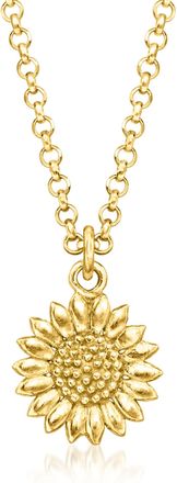 RS Pure by Ross-Simons Italian 18kt Gold Over Sterling Sunflower Necklace