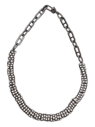 Max Mara crystal-embellished necklaces - Grey