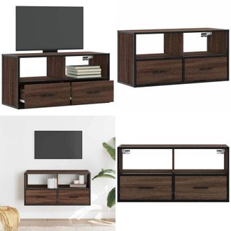 vidaXL Mobile TV Rovere Marrone 80x31x39,5cm Legno Multistrato Metallo - Mobile TV - TV a parete