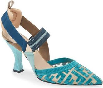 Fendi Colibri Mesh Slingback Pump in Blue at Nordstrom, Size 11.5Us