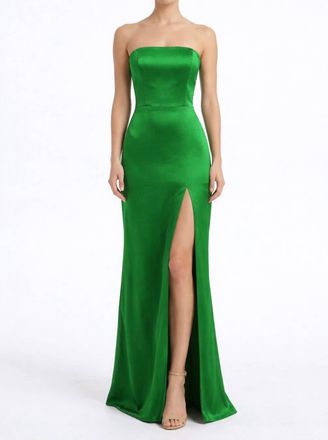 Amanda Uprichard Strapless Silk Maxi Gown In Green