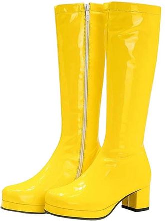 Generic Womens Knee-High Boots Round Toe Heel Pu Big