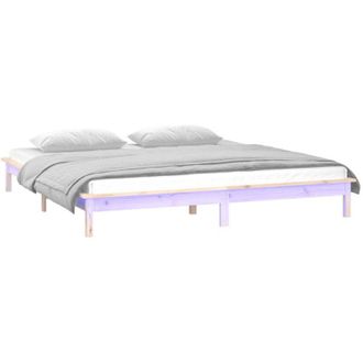 vidaXL Estructura De Cama Led Sin Colch&oacute;n Madera Maciza 160x200 Cm Vidaxl