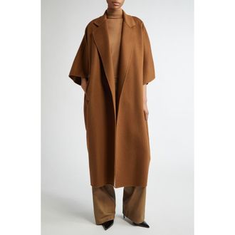 Max Mara Gitano Camel Hair Cape Coat in Tobacco at Nordstrom, Size X-Large