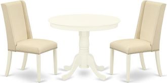 East West Furniture Dining Room Set Linen White, ANFL3-LWH-01