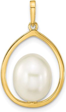 Diamond2Deal 14k Yellow Gold 9-10mm White Rice Freshwater Cultured Pearl Teardrop Pendant