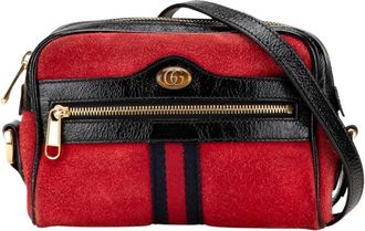 Gucci Pre-owned Mini Suede Ophidia Crossbody - Dames - Vintage Schoudertas - Rood - ONE Size - Su&egrave;de - Vintage