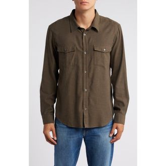 Frame Denim Cotton & Merino Wool Button-Up Shirt in Soft Mocha at Nordstrom Rack, Size Small
