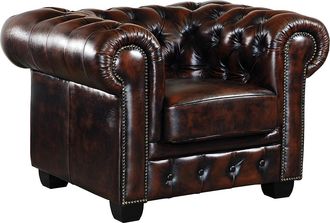Vente-Unique Sill&oacute;n chesterfield BRENTON 100% piel de b&uacute;falo - Marr&oacute;n