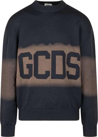 GCDS Logo Spray Crewneck - - Knitwear - Uomo - Blu - XL
