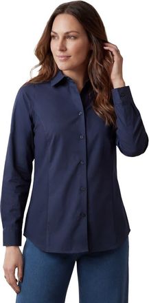 Jessica London Poplin Comfort Fit Shirt in Navy at Nordstrom, Size 26
