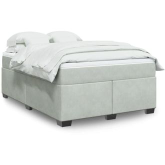 vidaXL Vidaxl - Cama Box Spring Con Colch&oacute;n Terciopelo Gris Claro 160x200 Cm