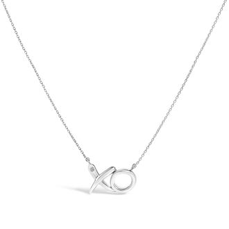 House of Brilliance Sterling Silver Diamond Accent XO Pendant Necklace
