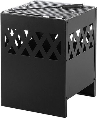 Beliani Beliani - Brasero Chimenea De Acero Negro Cuadrado Para Jard&iacute;n Shiga