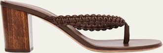 Gianvito Rossi 70mm Braided Nappa Leather Thong Sandals