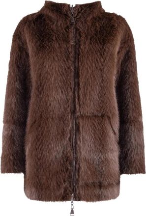 Nenette Ecopelliccia reversibile con cappuccio - Dames - Jassen - Bruin - XL - Polyester - Jassen