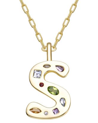 Genevive 14K Plated Cz Alphabetical Necklace