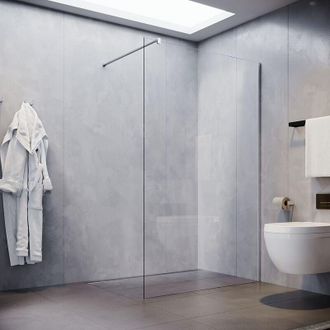 Sonni Parete doccia walk-in 120X200cm Vetro Nano Easy-Clean esg 8 mm Parete Divisoria in Vetro con Stabilizzatore - Sonni
