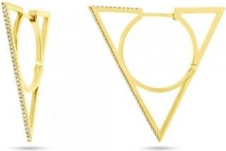 Allurez 0.21ct 14k Yellow Gold Diamond Triangle Earrings