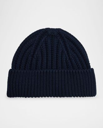 Loro Piana Mens Moltrasio Cotton Rib Beanie Hat