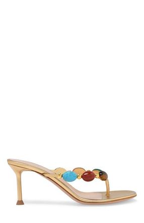 Gianvito Rossi Shanti Thong 70 Sandals in Metallic Gold at Nordstrom, Size 34.5
