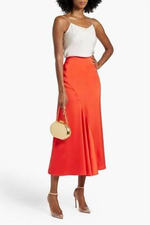 Derek Lam Paulette Flared Midi Skirt In Sunset Red