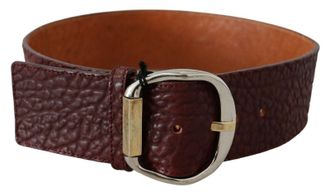 Gianfranco Ferre Womens Bordeaux Wide Leather Waist Gold Silver Belt - Wine - One Size