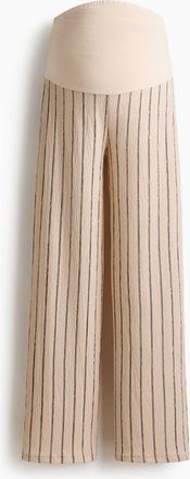 H&M Mama Wide Trousers in Light Beige/striped at Nordstrom, Size Xx-Large