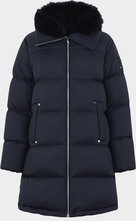 Moose Knuckles Belle Dune Down Puffer Jacket with Removable Shearling Collar