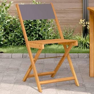 vidaXL Vidaxl - Sillas De Bistr&oacute; 2 Uds Madera Maciza Acacia Y Tela Antracita